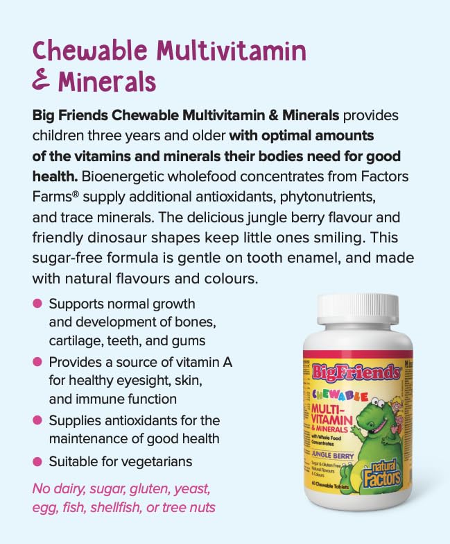 Foto 4 pulgar | Multivitamínico Natural Factors Big Friends, Masticable, 60 Comprimidos - Venta Internacional.