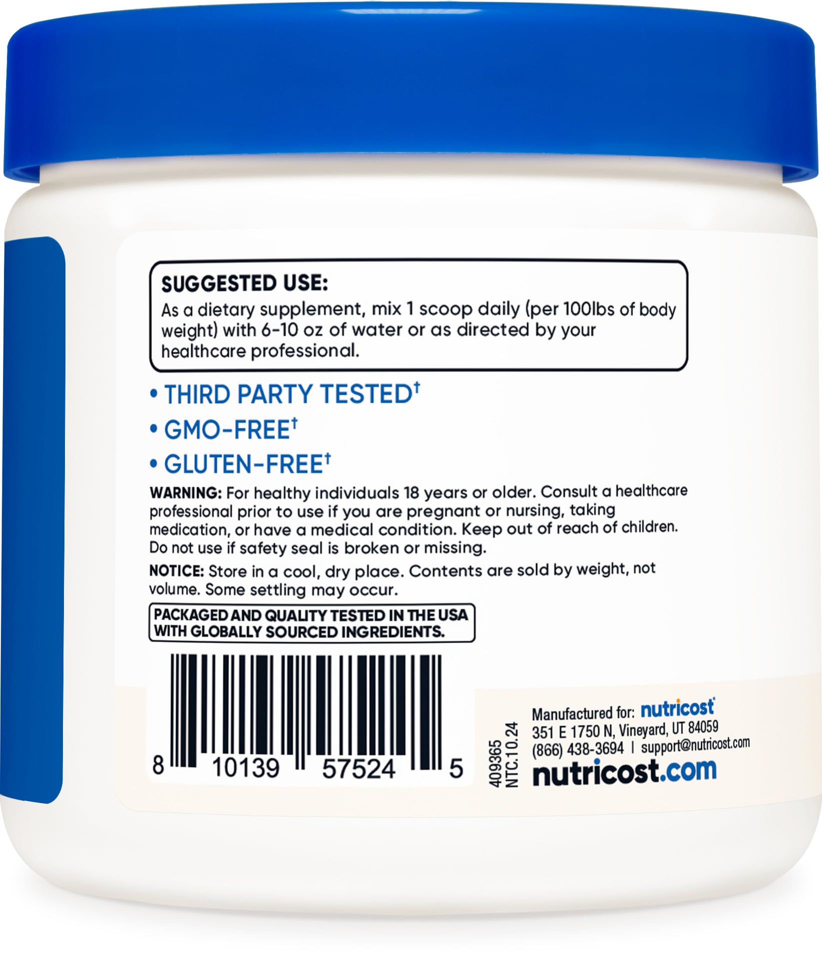 Foto 5 pulgar | Suplemento Nutricost Creatina Hcl En Polvo 240 Ml (300 Porciones) - Venta Internacional.