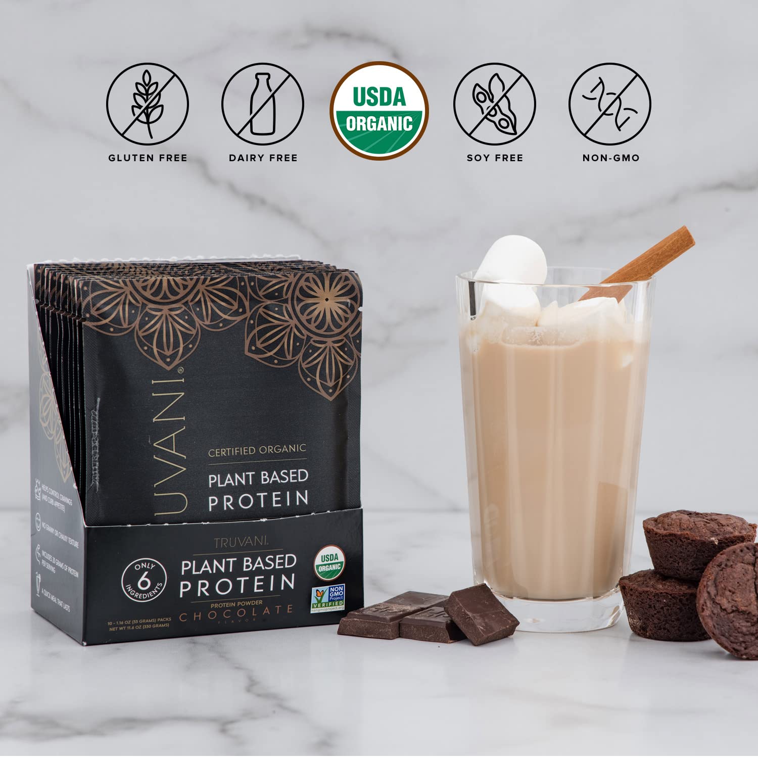 Foto 4 pulgar | Suplementos Truvani De Proteína De Guisante Vegana En Polvo, Chocolate, 20 G - Venta Internacional.