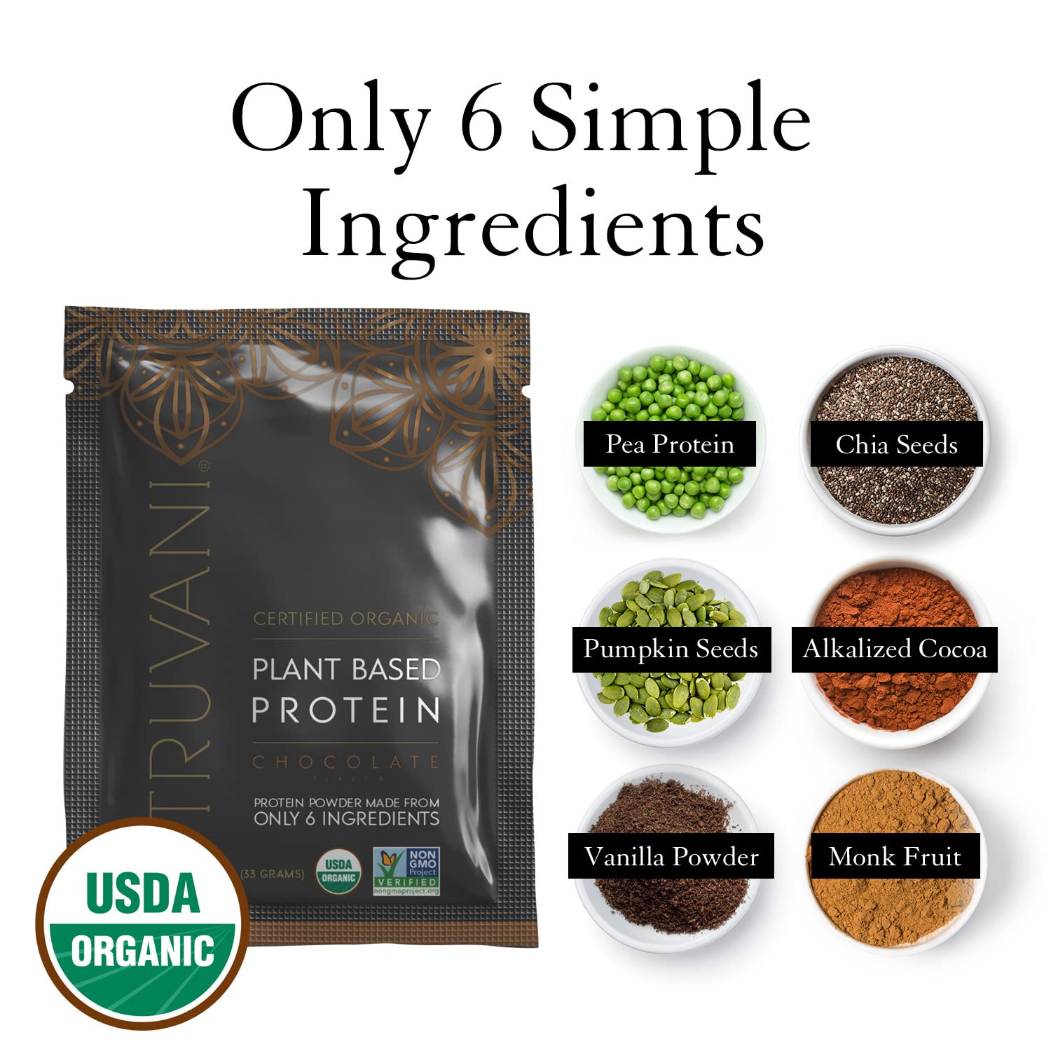 Foto 6 pulgar | Suplementos Truvani De Proteína De Guisante Vegana En Polvo, Chocolate, 20 G - Venta Internacional.