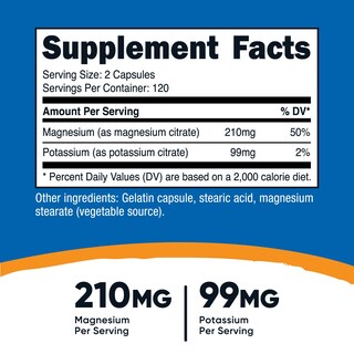 Foto 2 | Suplemento Nutricost De Potasio 99 Mg De Magnesio Y 210 Mg De Citratos - Venta Internacional.
