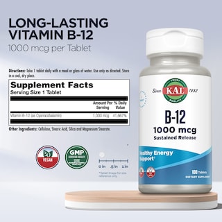 Foto 2 | Suplemento Kal De Vitamina B12 De 1000 Mcg De Liberación Sostenida, 100 Tabletas - Venta Internacional.
