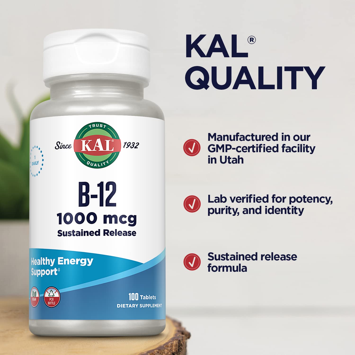 Foto 5 pulgar | Suplemento Kal De Vitamina B12 De 1000 Mcg De Liberación Sostenida, 100 Tabletas - Venta Internacional.