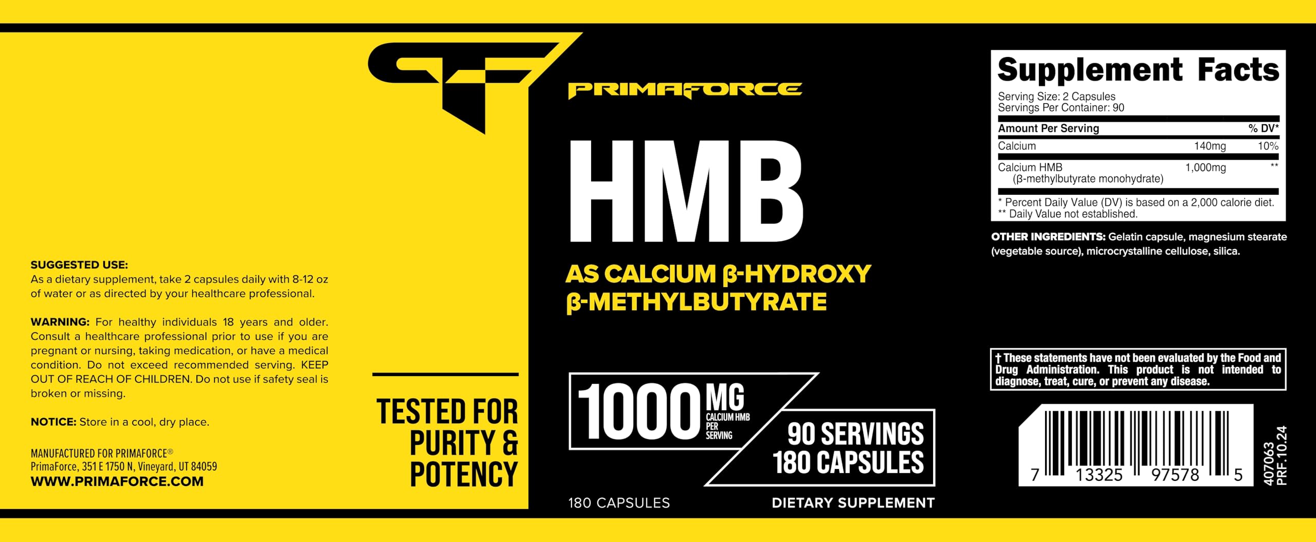 Foto 5 | Suplemento Primaforce Hmb (beta-hidroxi Beta-metilbutirato) 1000 Mg - Venta Internacional.