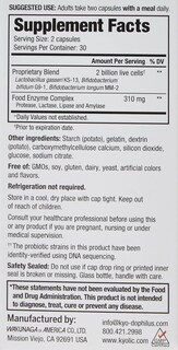 Foto 2 | Suplemento Kyolic Kyo-dophilus Probiotic Plus Enzymes 60 Cápsulas - Venta Internacional.