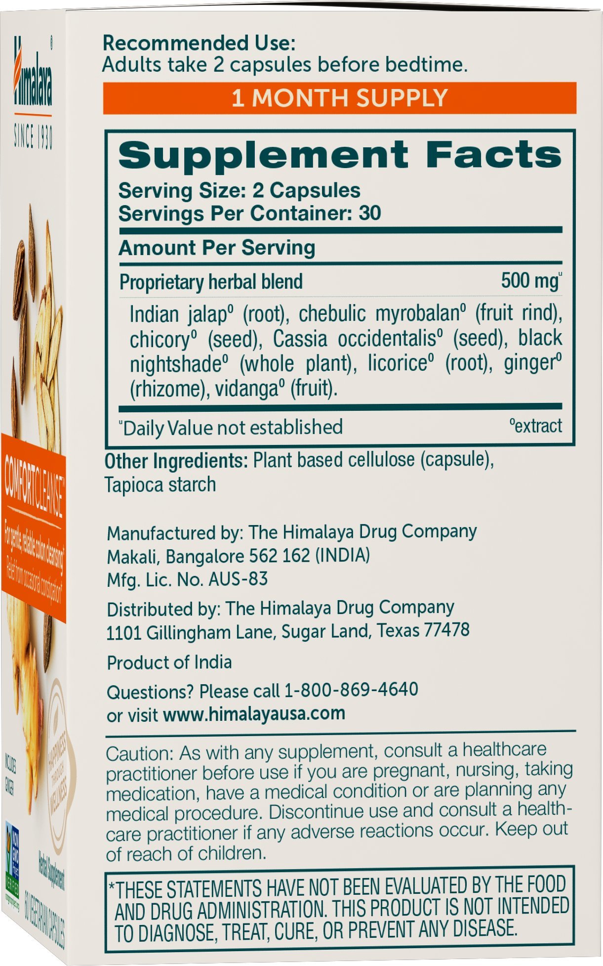 Foto 3 pulgar | Suplemento Himalaya Comfortcleanse 500 Mg 60 Cápsulas - Venta Internacional.
