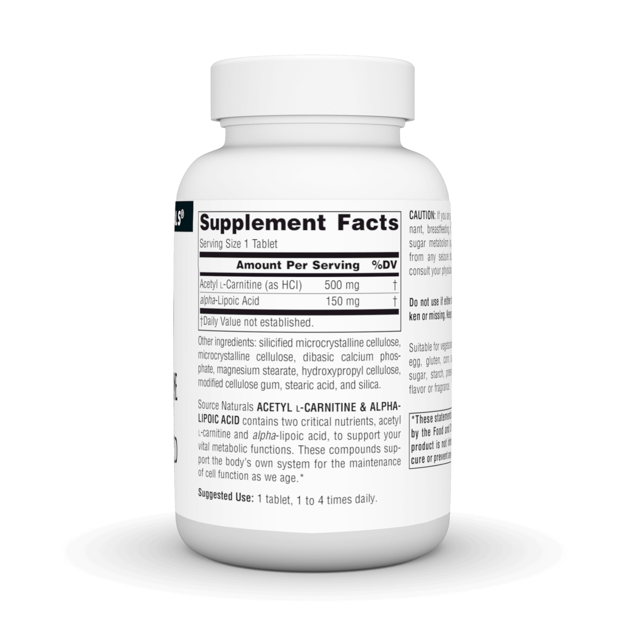 Foto 2 | Acetil L-carnitina Y Ácido Alfa-lipoico De Supplement Source Naturals 650 Mg, 60 Comprimidos - Venta Internacional.