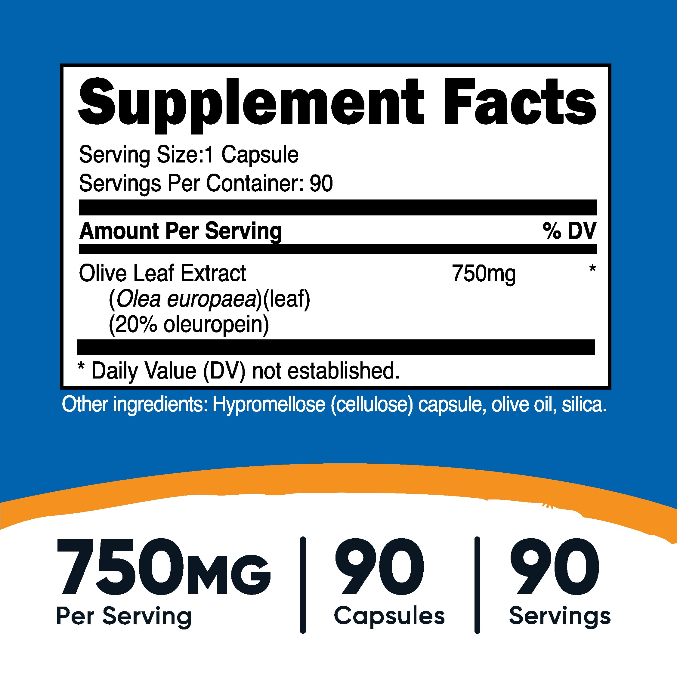 Foto 3 pulgar | Suplemento Nutricost De Extracto De Hoja De Olivo 750 Mg 90 Cápsulas - Venta Internacional.