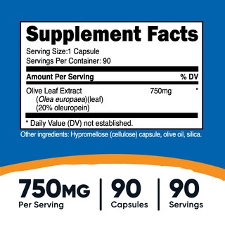 Foto 2 | Suplemento Nutricost De Extracto De Hoja De Olivo 750 Mg 90 Cápsulas - Venta Internacional.
