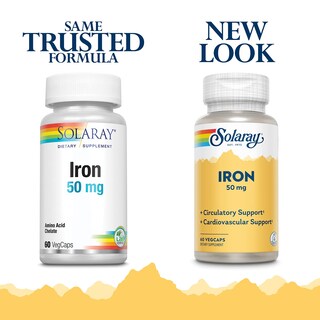 Foto 2 | Suplemento Solaray Iron 50 Mg Para Una Circulación Saludable, 60 Cápsulas Vegetarianas - Venta Internacional.