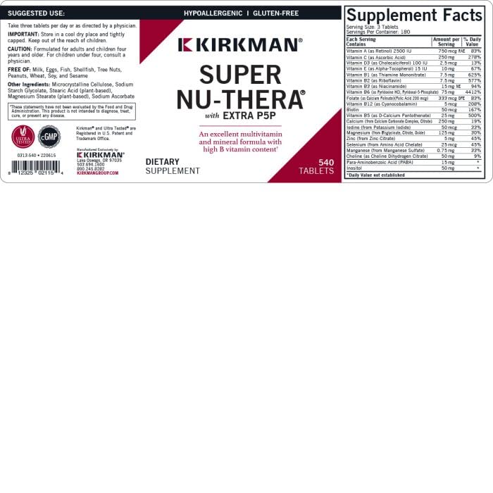 Foto 4 pulgar | Suplemento Kirkman Super Nu-thera 540 Tabletas - Venta Internacional.