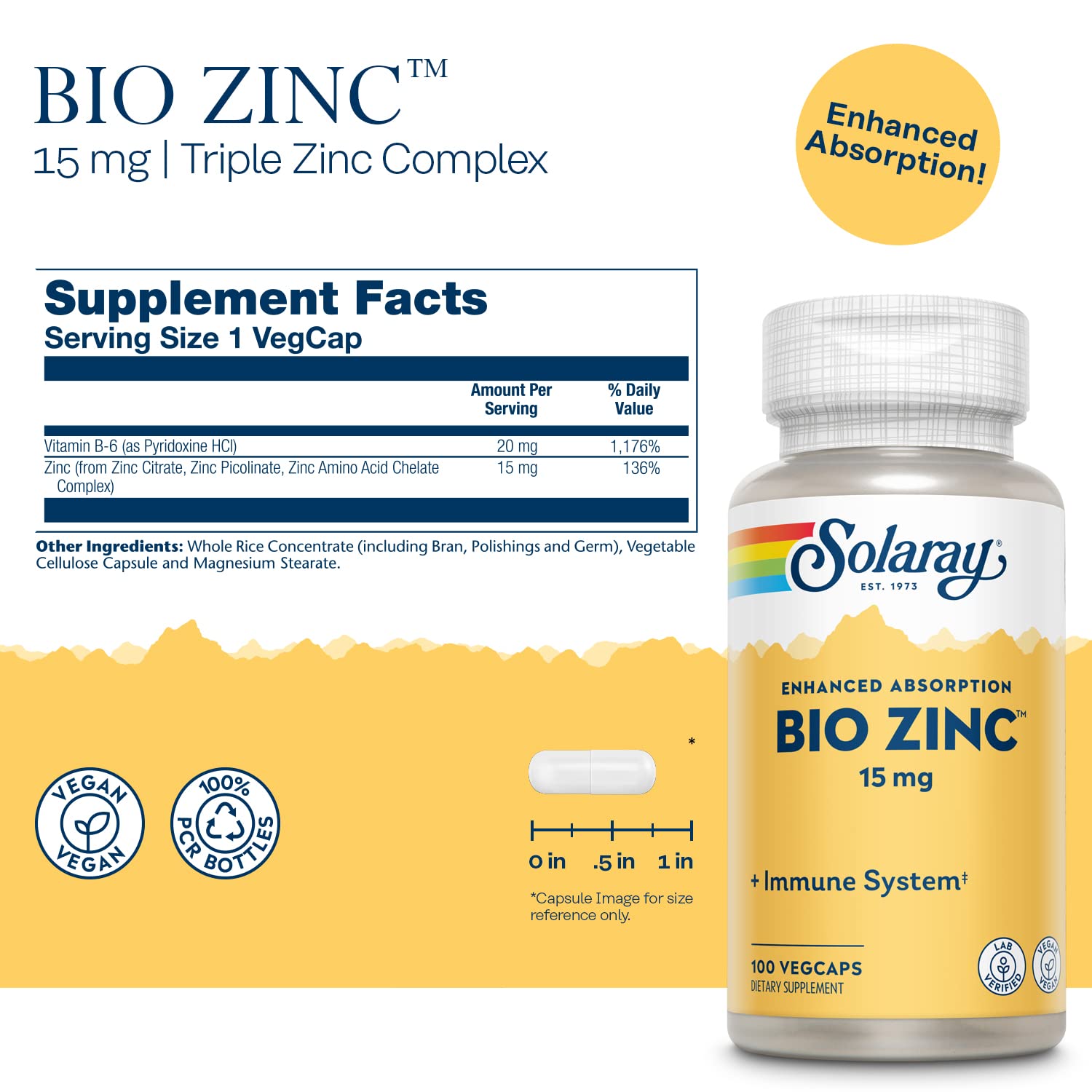 Foto 3 pulgar | Suplemento Solaray Bio Zinc, 15 Mg, Complejo Triple De Zinc, 100 Cápsulas Vegetales - Venta Internacional.