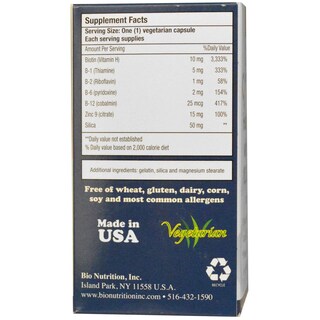 Foto 2 | Suplemento Dietético Bio Nutrition Biotina 10 Mg 60 Cápsulas Vegetales - Venta Internacional.