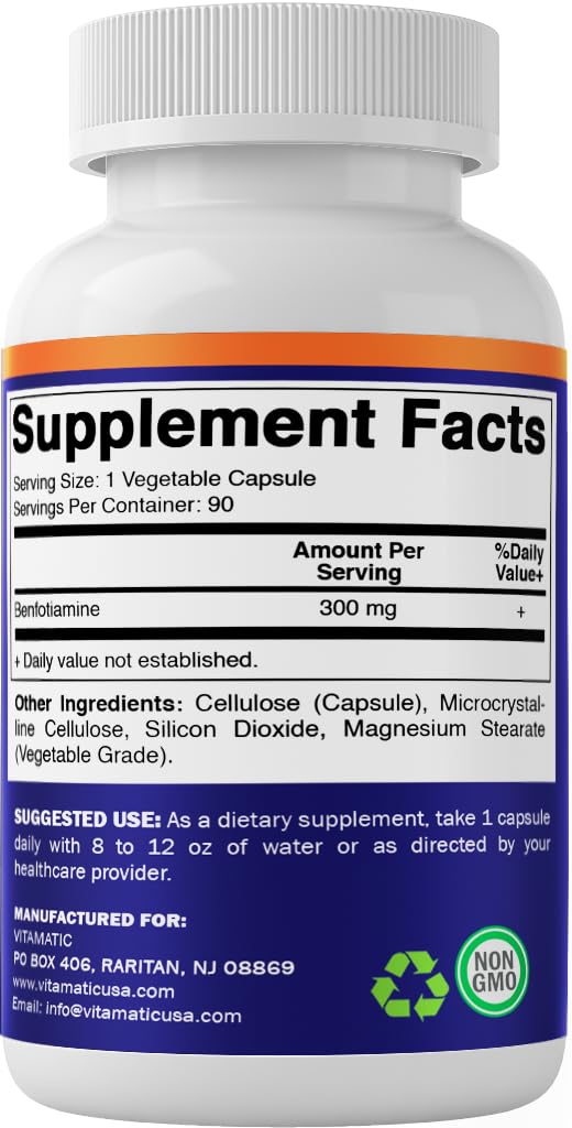 Foto 3 pulgar | Suplemento Vitamático De Benfotiamina 300 Mg 90 Cápsulas - Venta Internacional.