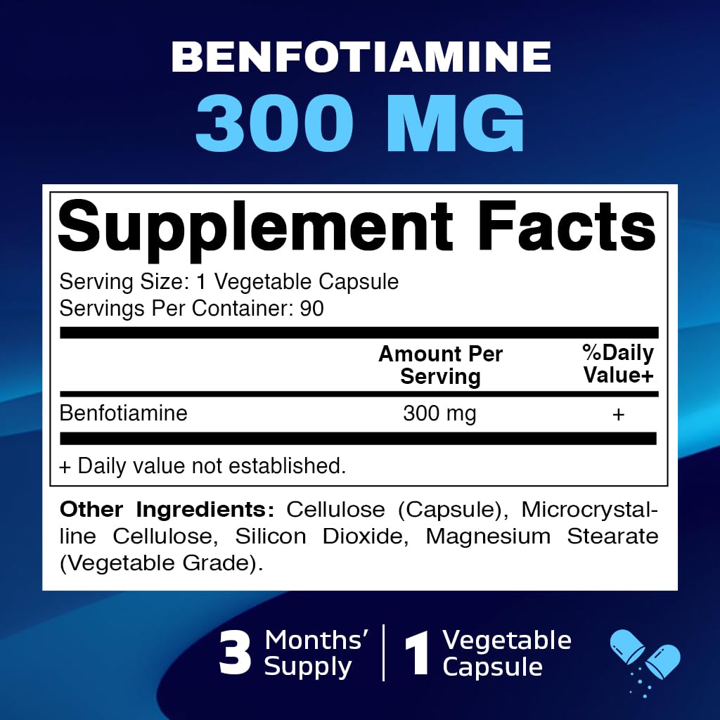 Foto 5 pulgar | Suplemento Vitamático De Benfotiamina 300 Mg 90 Cápsulas - Venta Internacional.