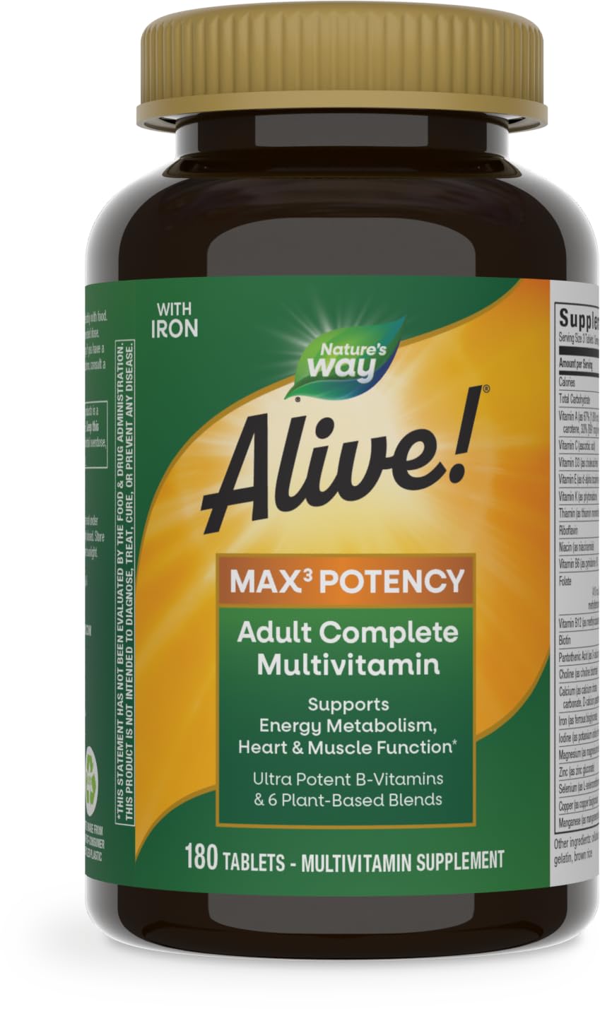 Foto 2 pulgar | Multivitamínico Nature's Way Alive! Max3 Potency para Adultos 180 Comprimidos - Venta Internacional