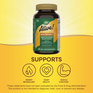 Foto 4 | Multivitamínico Nature's Way Alive! Max3 Potency para Adultos 180 Comprimidos - Venta Internacional