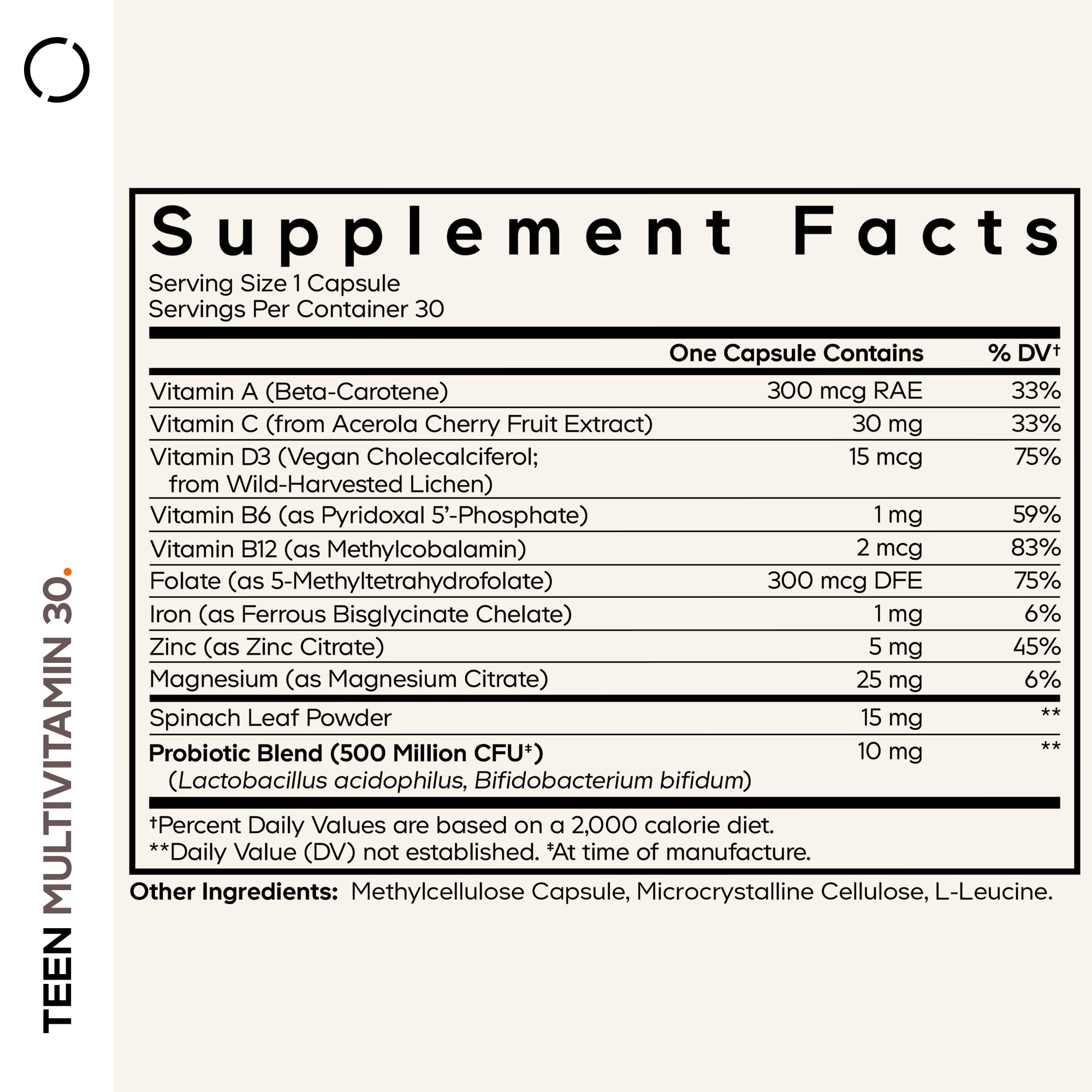 Foto 2 | Multivitamínico Codeage Teen Vitaminas A, C, D3, B6, B12 Y Folato - Venta Internacional.