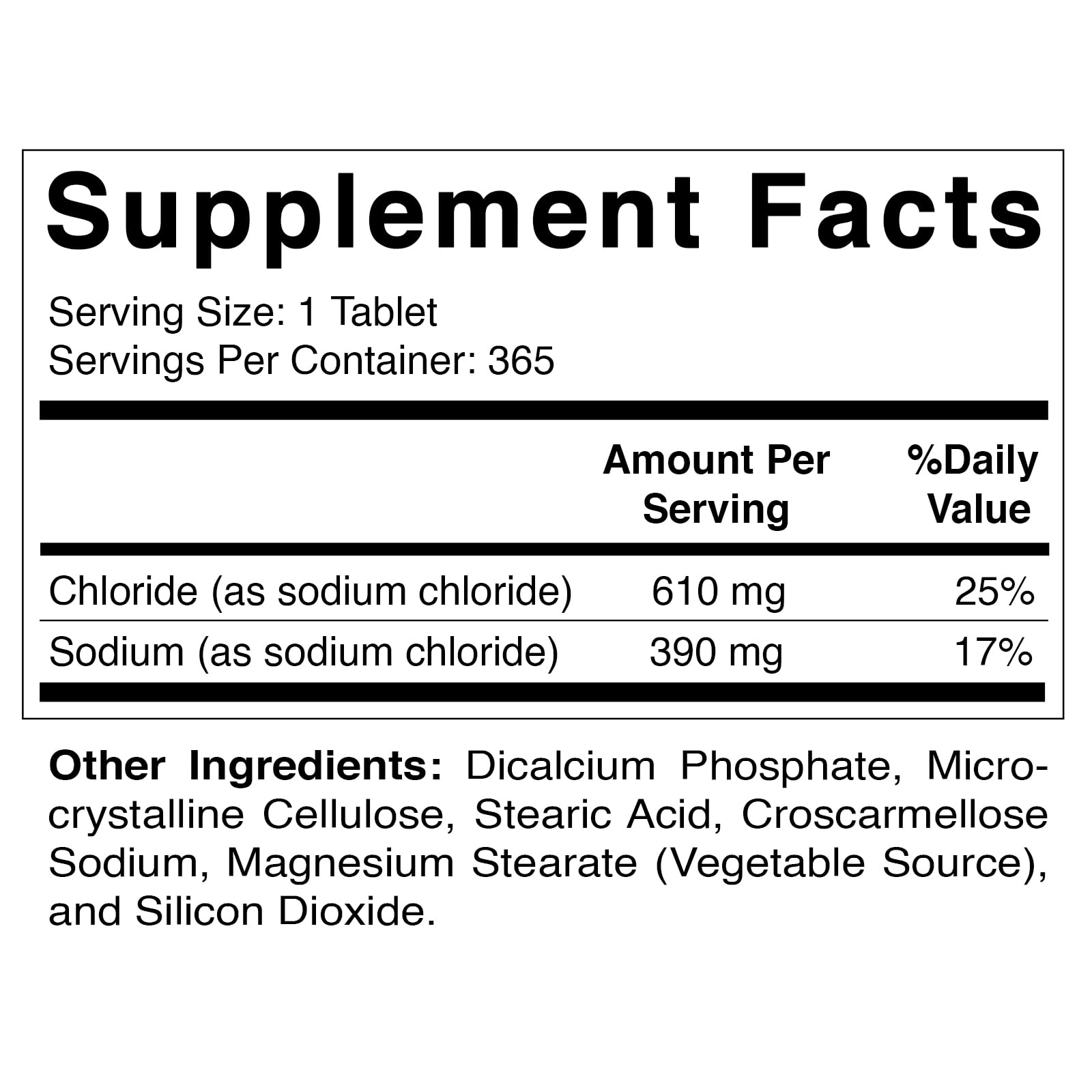 Foto 2 | Tabletas De Sal, Cloruro De Sodio Vitamático, 1000 Mg, 365 Tabletas - Venta Internacional.