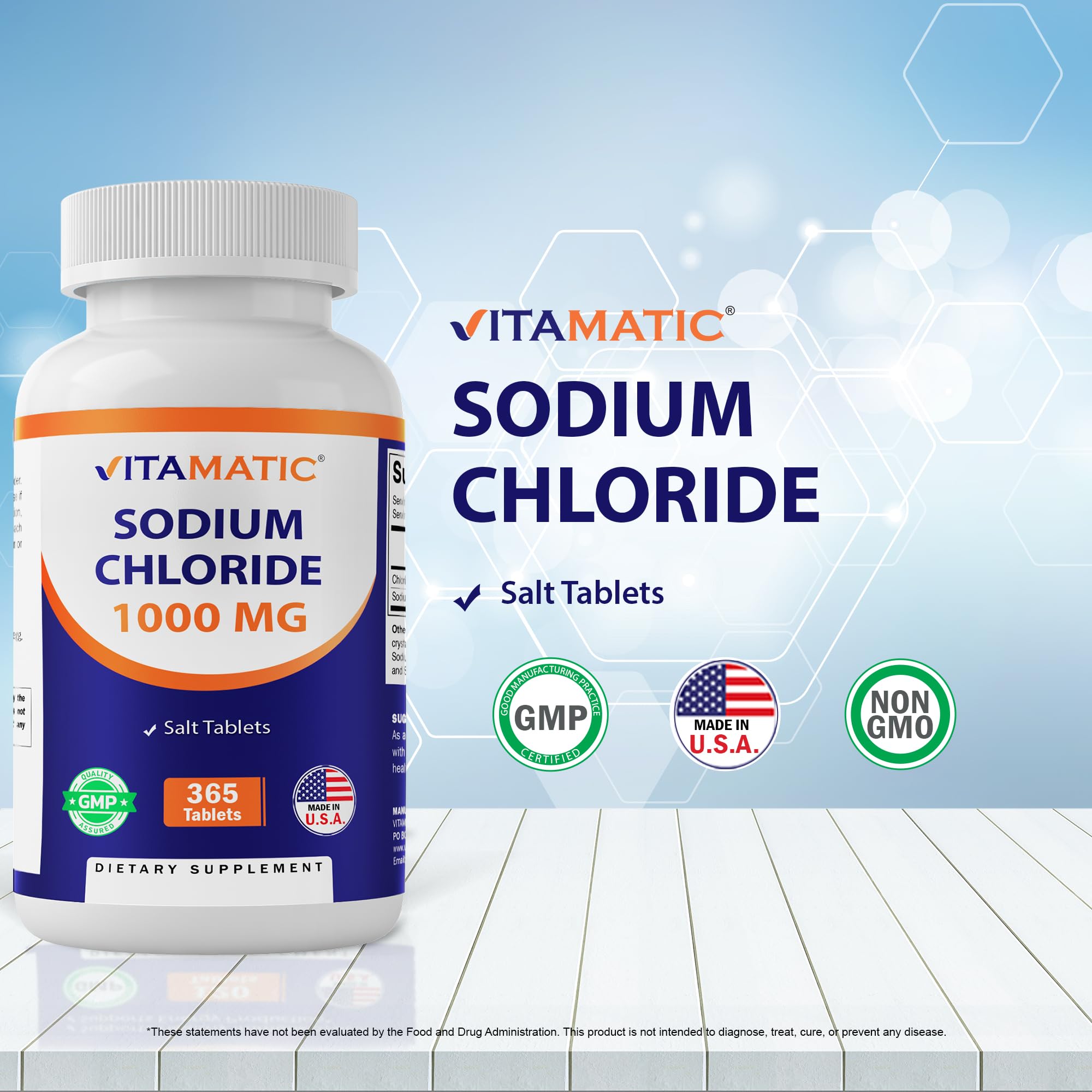 Foto 4 pulgar | Tabletas De Sal, Cloruro De Sodio Vitamático, 1000 Mg, 365 Tabletas - Venta Internacional.