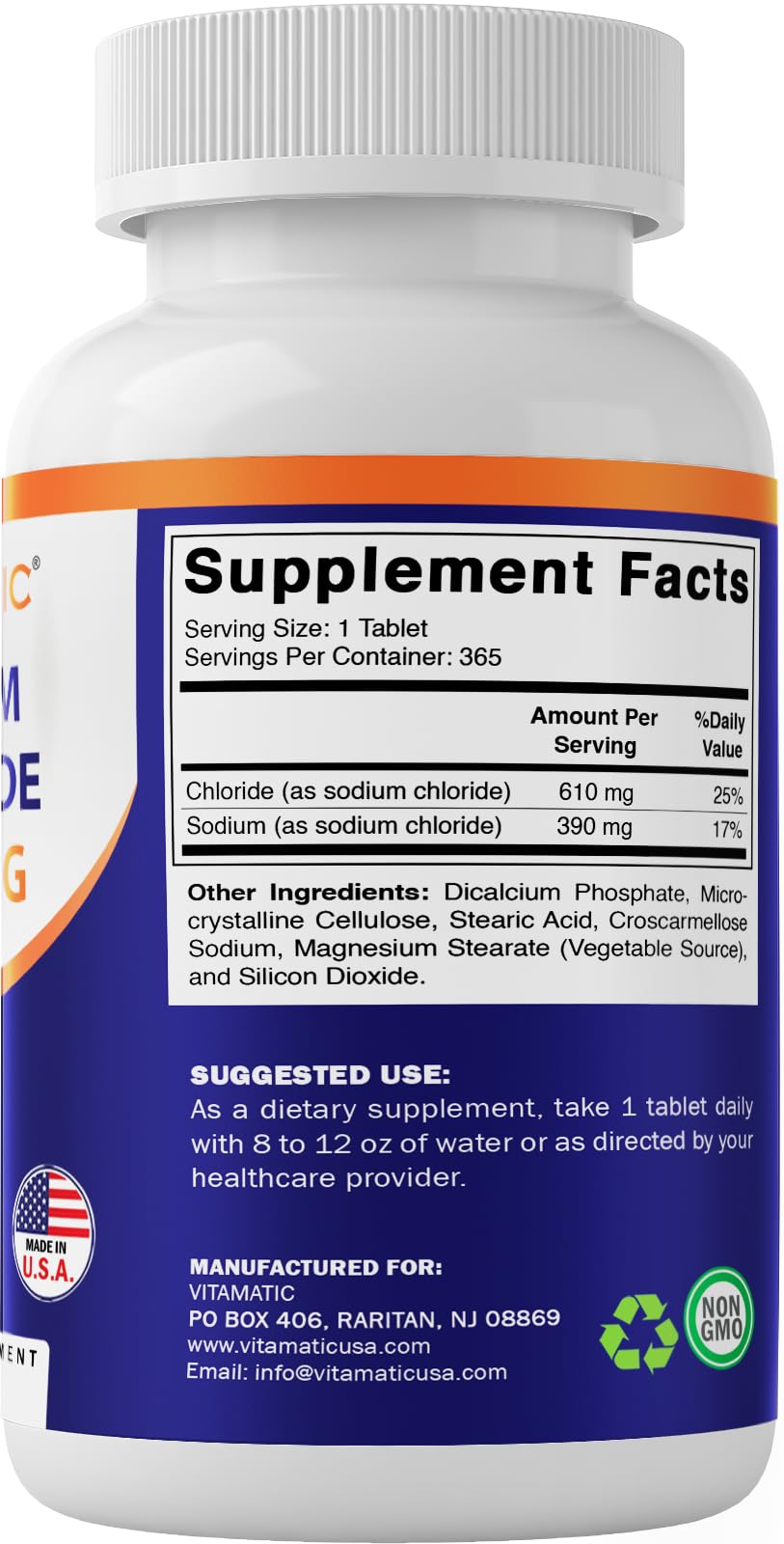 Foto 5 | Tabletas De Sal, Cloruro De Sodio Vitamático, 1000 Mg, 365 Tabletas - Venta Internacional.