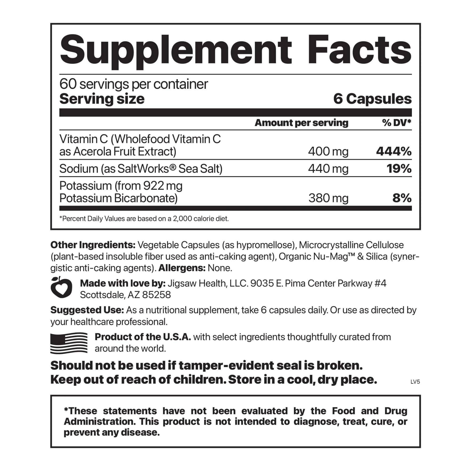 Foto 2 | Suplemento Jigsaw Health Adrenal Cocktail Vitamina C - Venta Internacional
