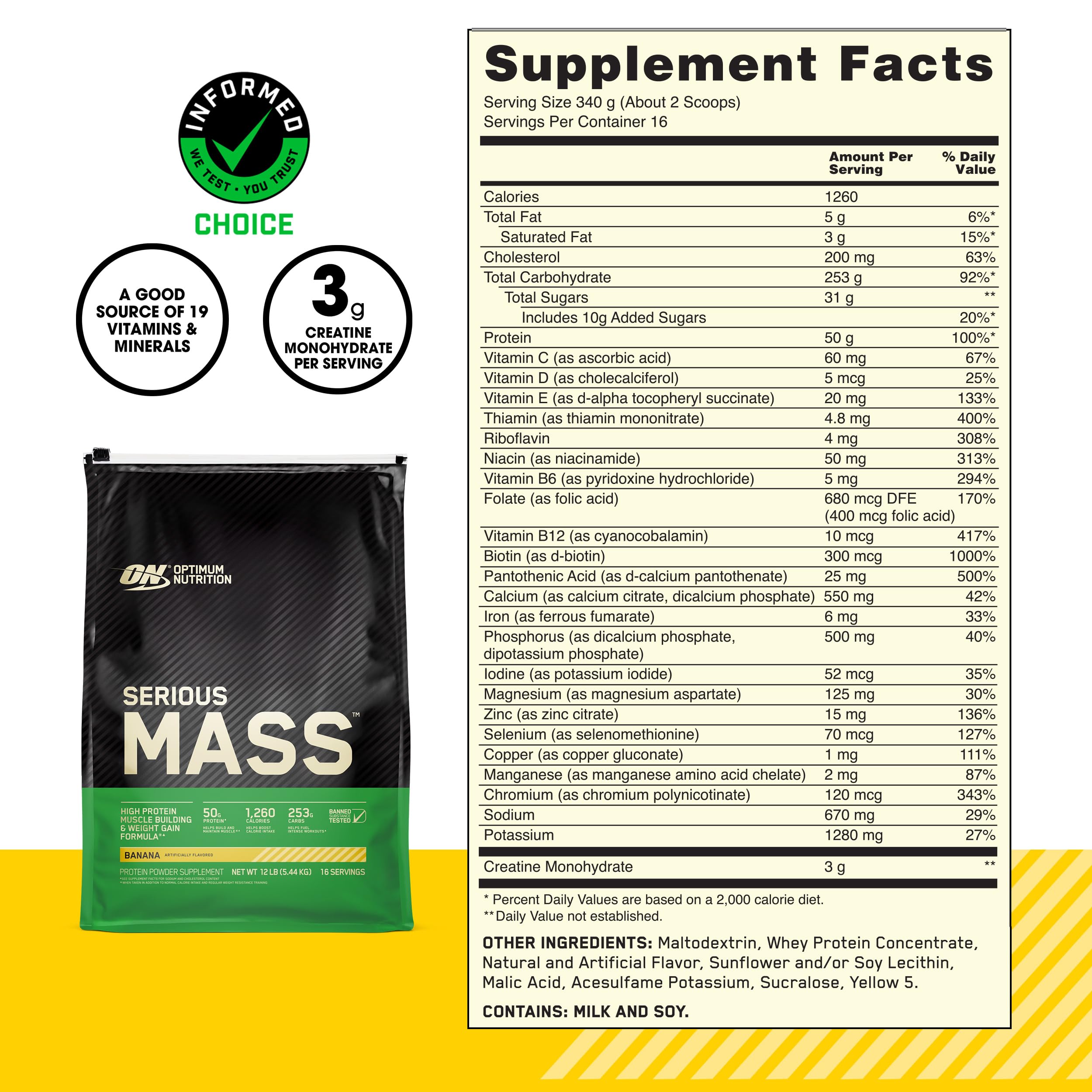 Foto 4 pulgar | Proteína En Polvo Para Ganar Peso Optimum Nutrition Serious Mass - Venta Internacional.