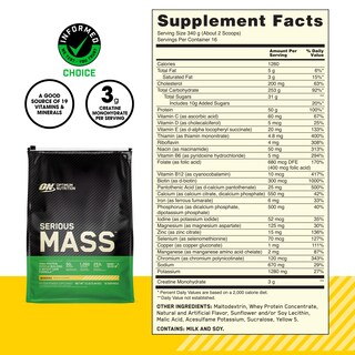 Foto 3 | Proteína En Polvo Para Ganar Peso Optimum Nutrition Serious Mass - Venta Internacional.