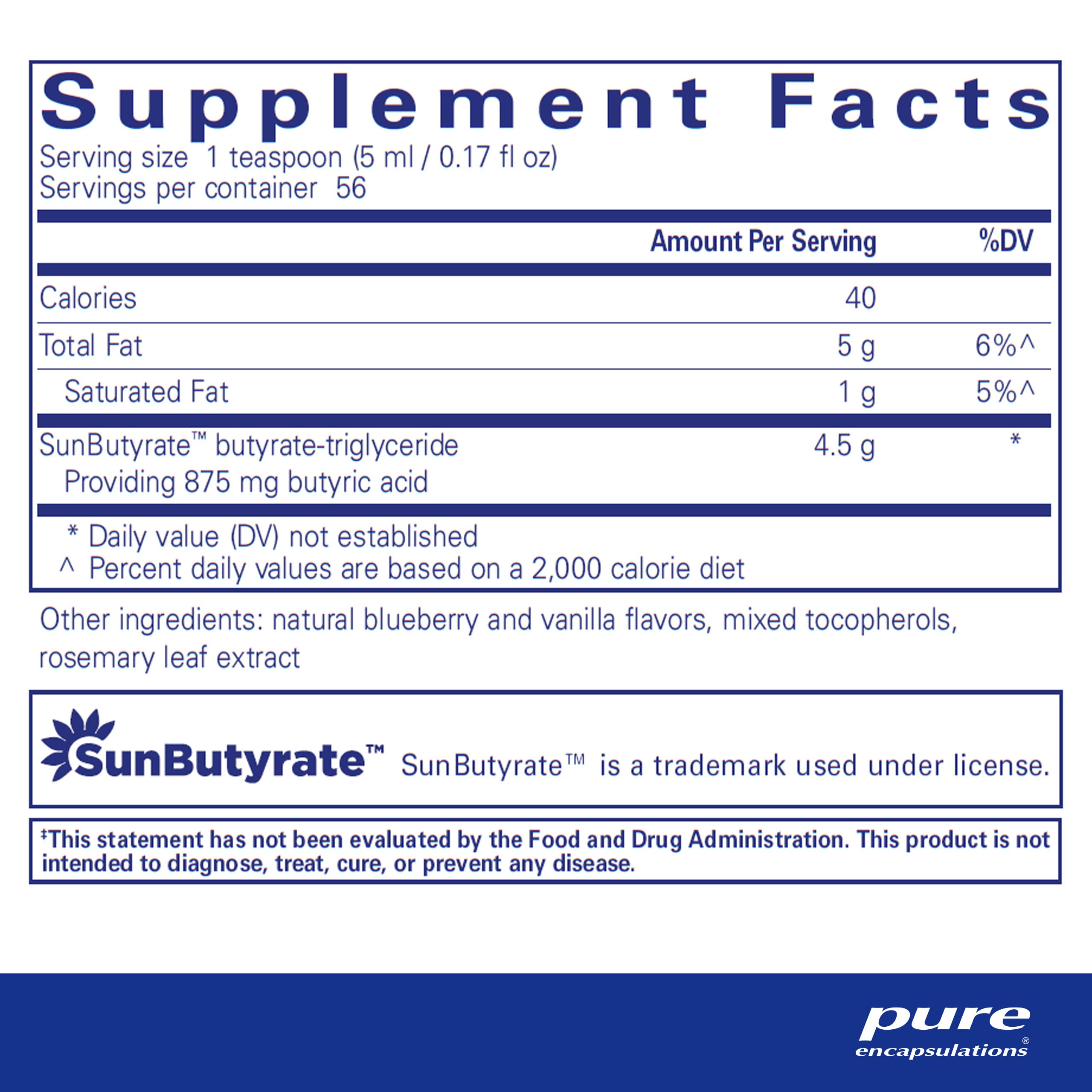 Foto 3 pulgar | Suplemento Líquido Sunbutyrate-tg De Pure Encapsulations, 280 Ml - Venta Internacional.