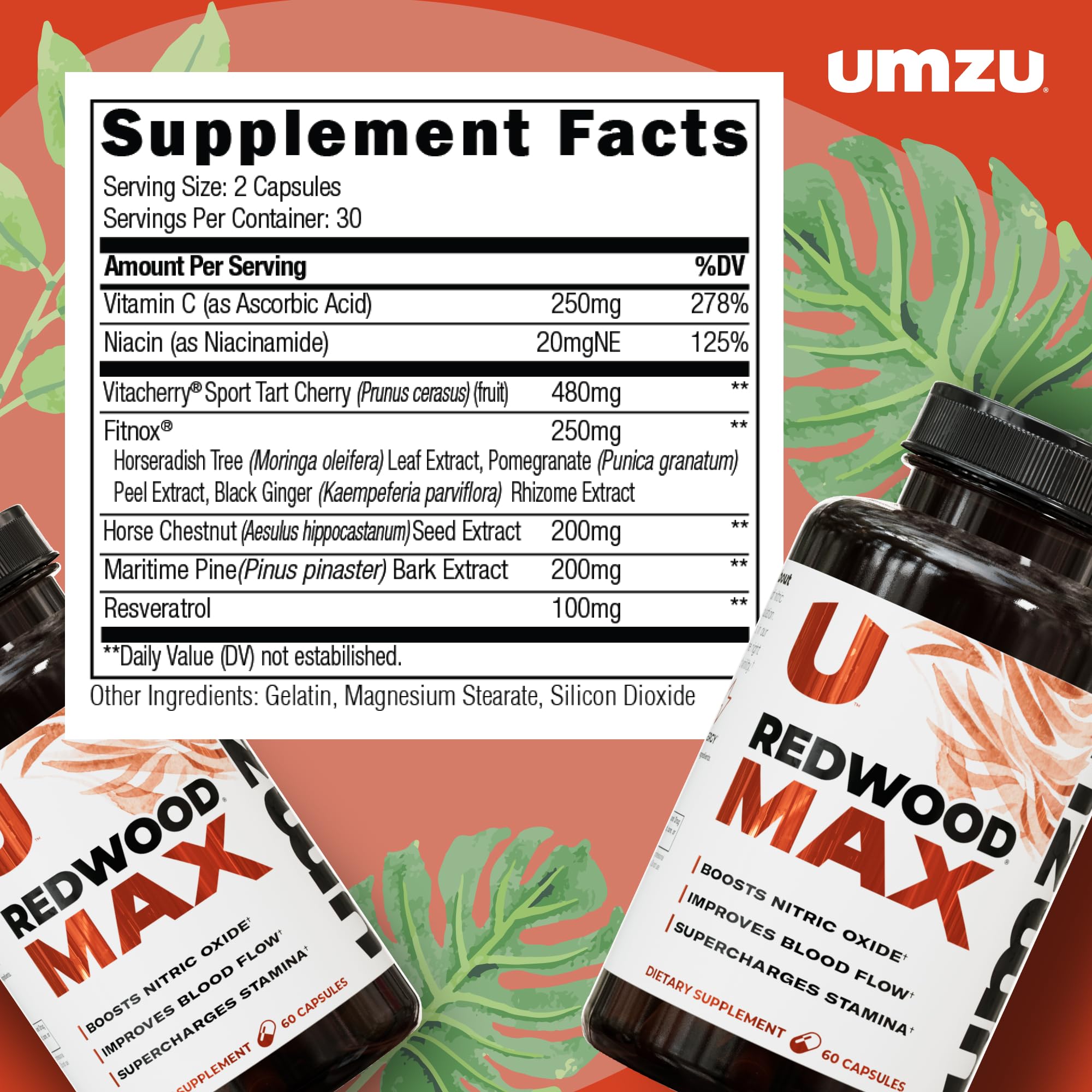 Foto 5 | Potenciador De Óxido Nítrico Umzu Redwood Max 60 Cápsulas - Venta Internacional.