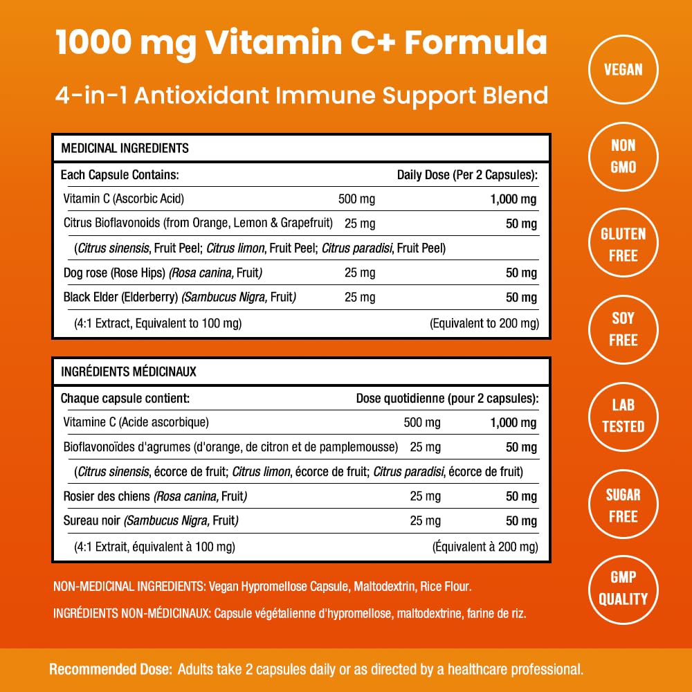 Foto 2 | Suplemento Nutrachamps De Vitamina C 1000 Mg Con Saúco 120 Cápsulas - Venta Internacional.