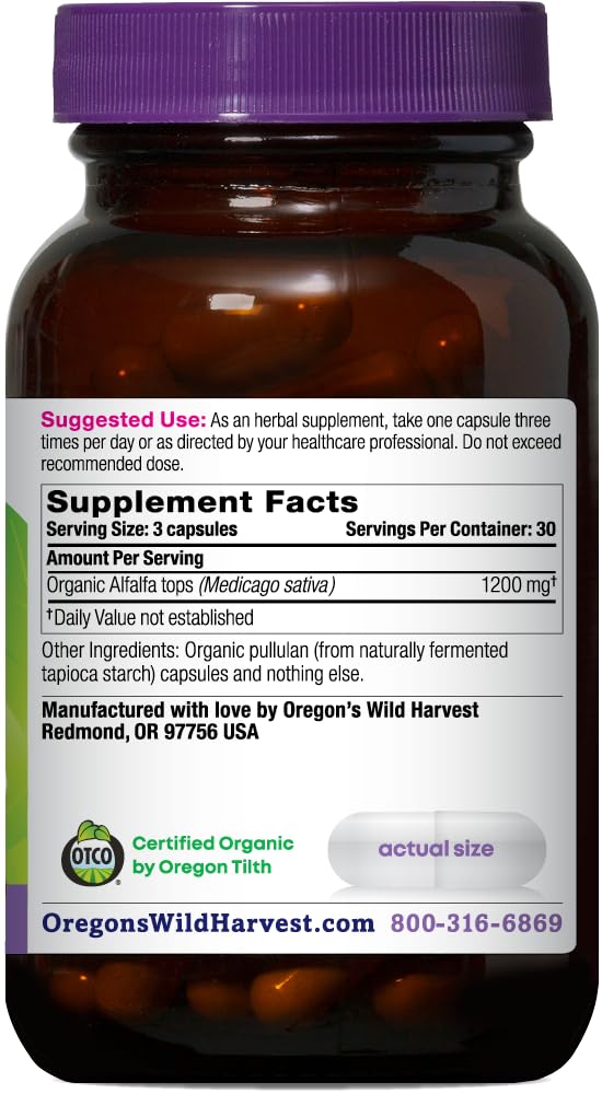 Foto 3 pulgar | Cápsulas de Alfalfa Supplements Wild Harvest de Oregón 90 Unidades - Venta Internacional