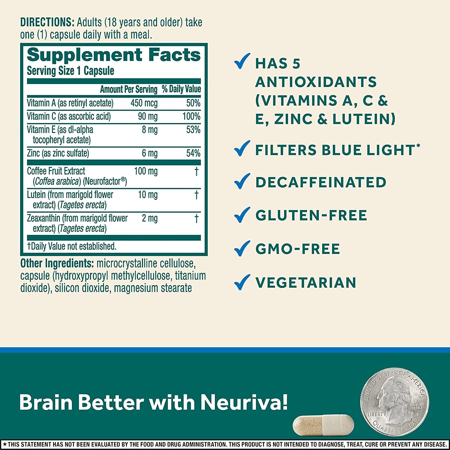 Foto 3 pulgar | Suplemento Neuriva Brain + Eye Support Capsules (30 Cápsulas) - Venta Internacional.