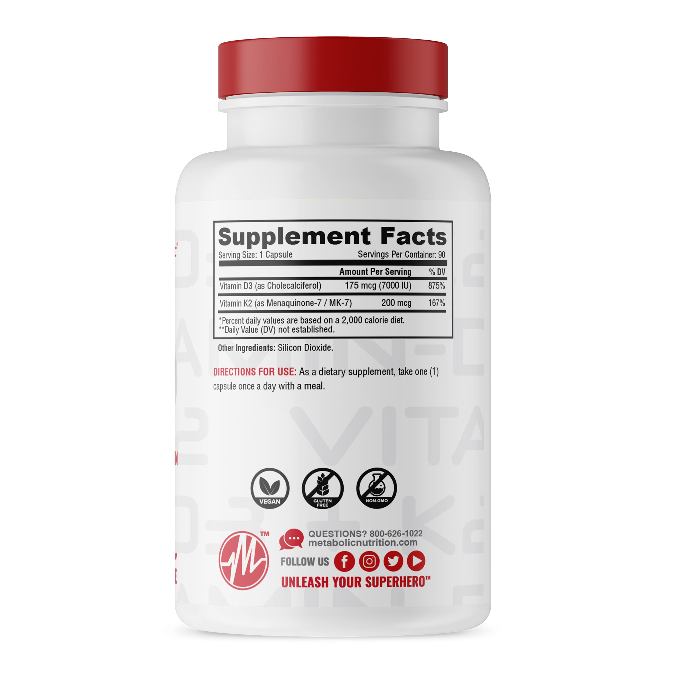 Foto 3 pulgar | Suplemento Metabólico Vitamina D3 + K2 7000 Ui 90 Cápsulas - Venta Internacional