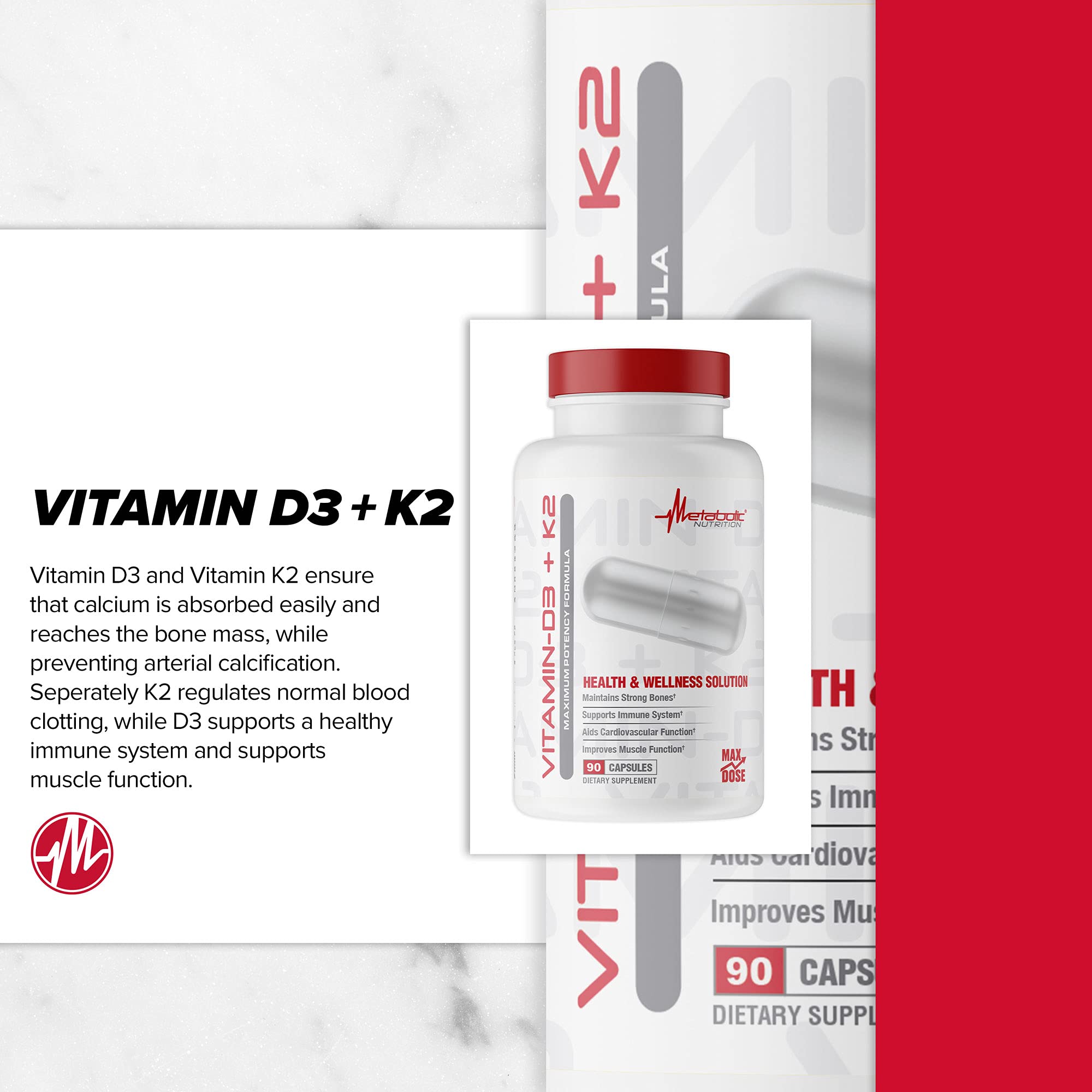 Foto 4 | Suplemento Metabólico Vitamina D3 + K2 7000 Ui 90 Cápsulas - Venta Internacional