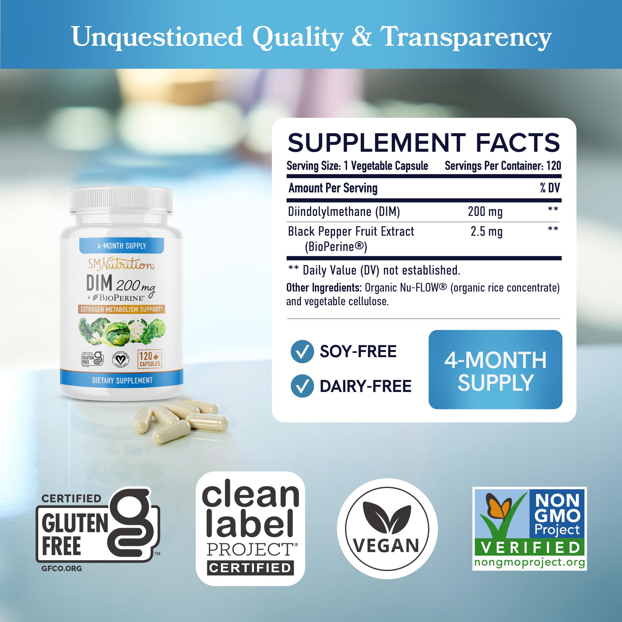 Foto 7 pulgar | Suplemento Smnutrition Dim 200 Mg (120 Cápsulas) Estrógeno Balance - Venta Internacional.