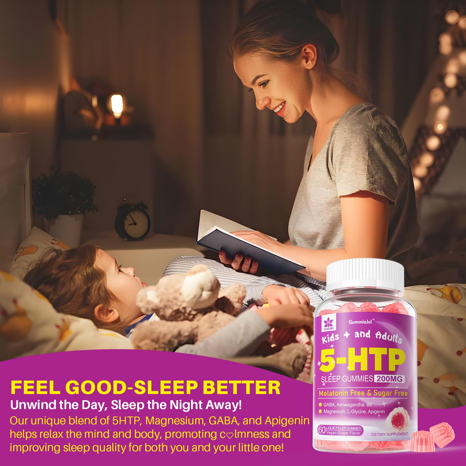 Foto 5 pulgar | Suplemento De Gomitas Lilicare 5htp 200 Mg Con Glicinato De Magnesio - Venta Internacional.
