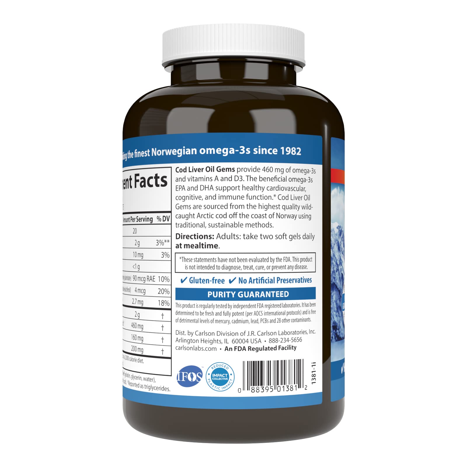 Foto 4 pulgar | Suplemento Carlson Bod Liver Oil Gems 150 Cápsulas Blandas - Venta Internacional.