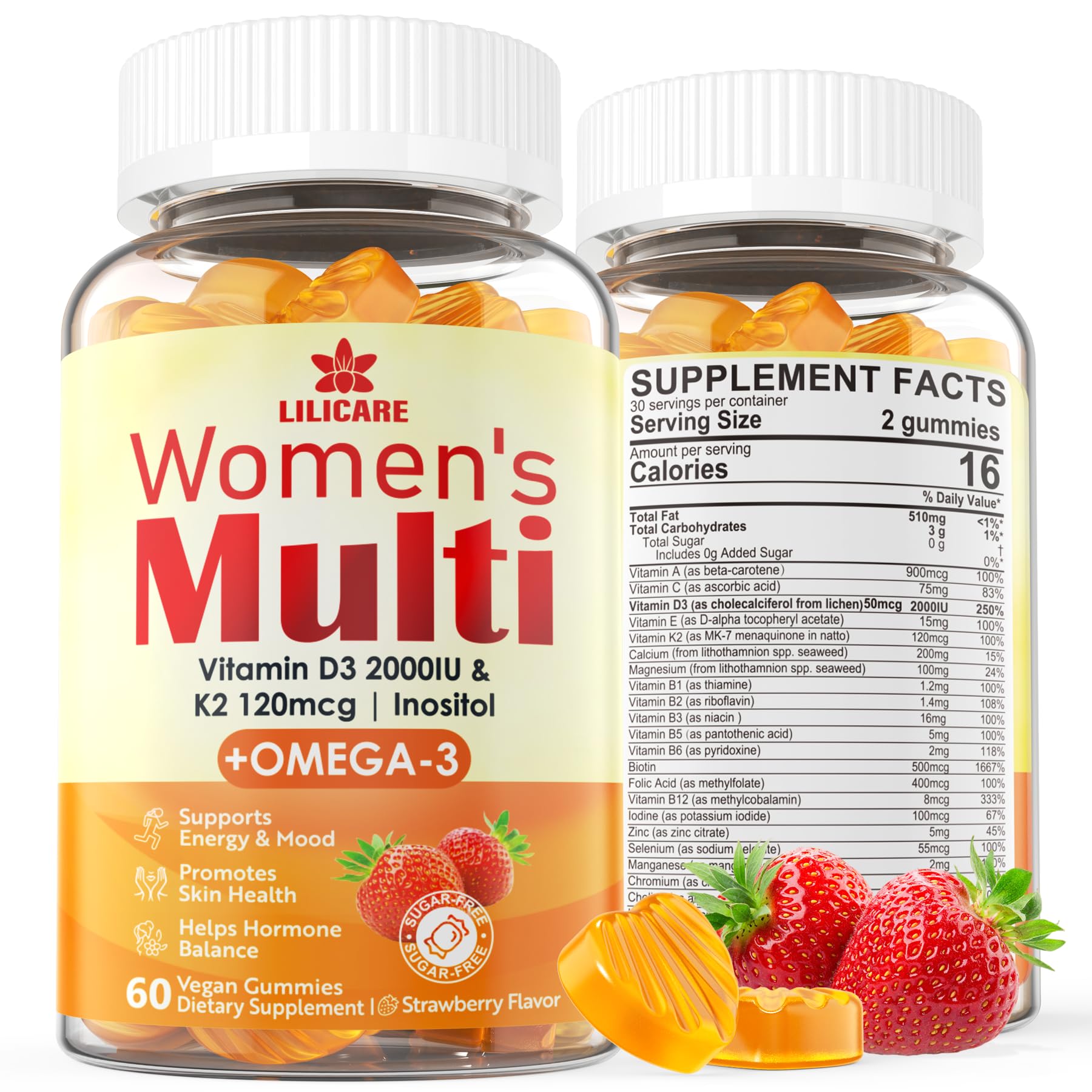 Foto 1 | Gomitas Multivitamínicas Lilicare Para Mujeres Con Vitamina D3 Y K2, 60 Unidades - Venta Internacional.
