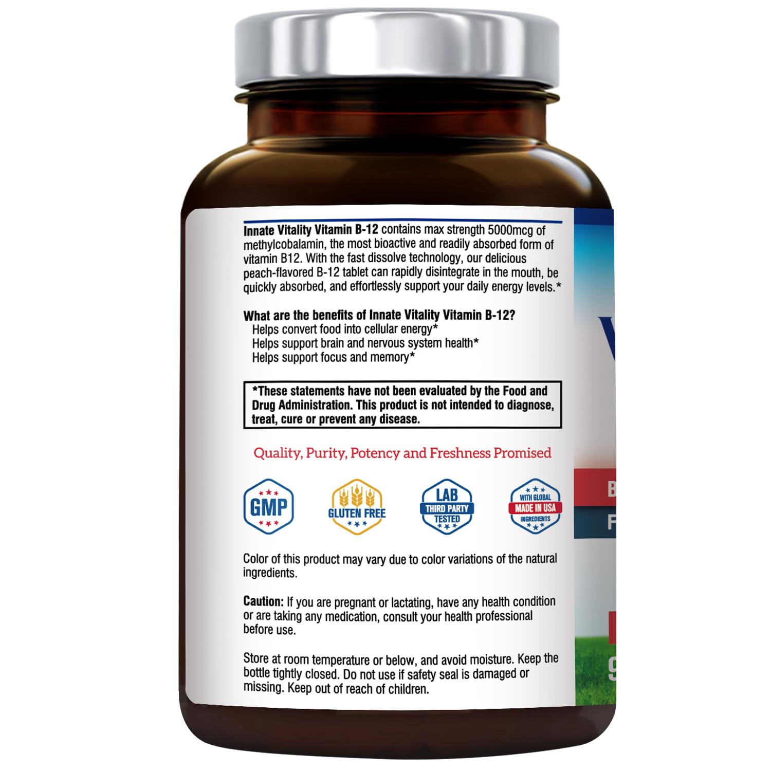 Foto 5 pulgar | Suplemento Vitamina B12 Innate Vitality 5000 Mcg 90 Comprimidos - Venta Internacional