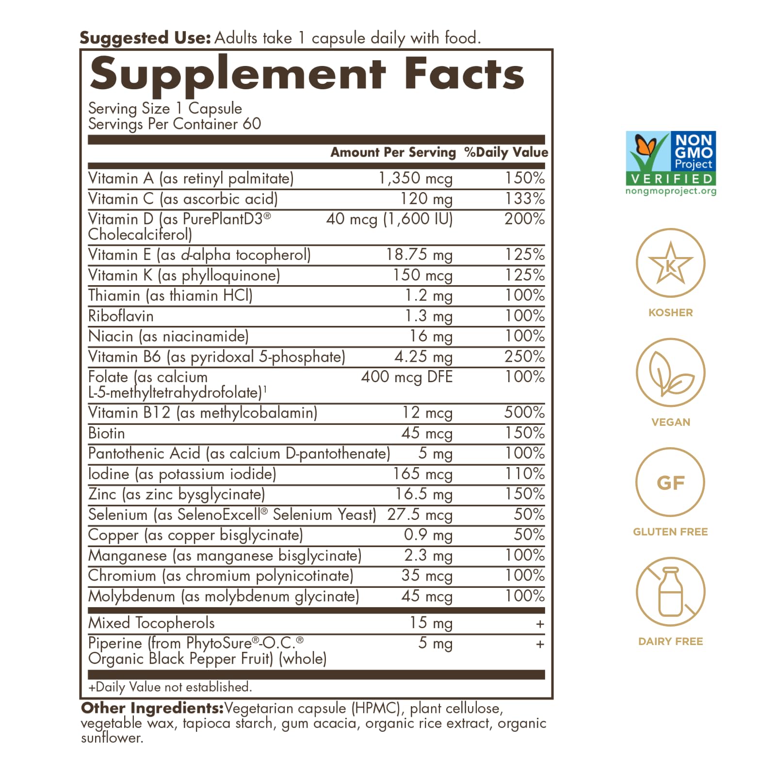 Foto 3 pulgar | Suplemento Multivitamínico Solgar One Daily Para Hombres, 60 Cápsulas - Venta Internacional.