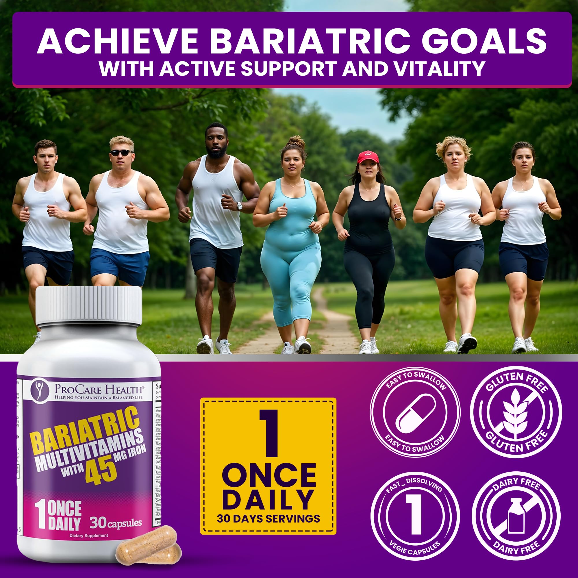 Foto 5 | Multivitamínico Bariátrico Procare Health Con Hierro 45 Mg 30 Cápsulas - Venta Internacional.