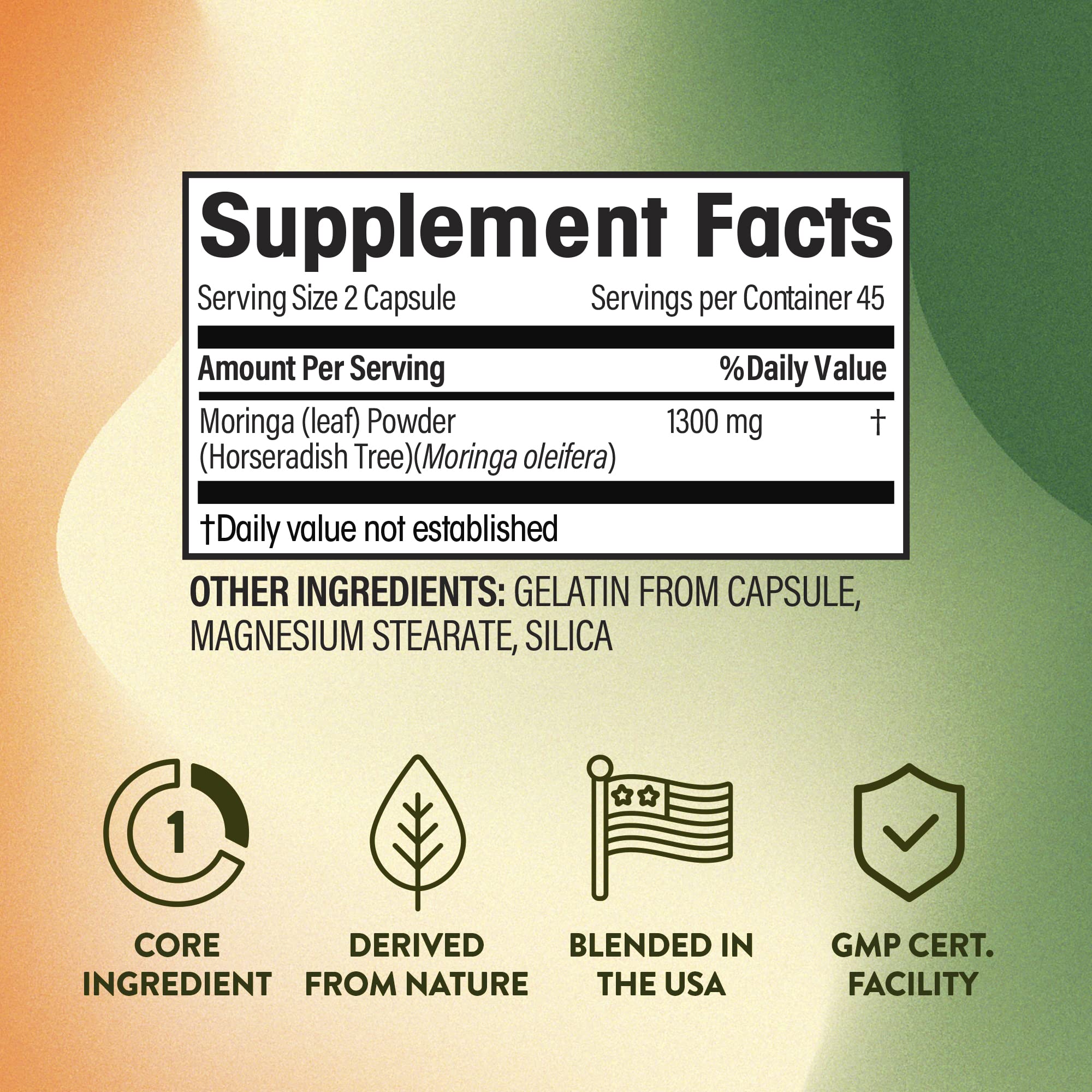 Foto 4 pulgar | Suplemento Ngl Moringa Capsules 1300 Mg Dietético 90 Cápsulas - Venta Internacional.