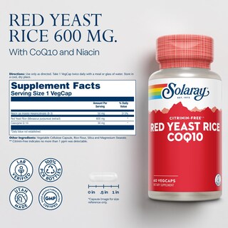 Foto 2 | Suplemento Solaray De Arroz De Levadura Roja Más Coq-10 Y Niacina Sin Rubor - Venta Internacional.