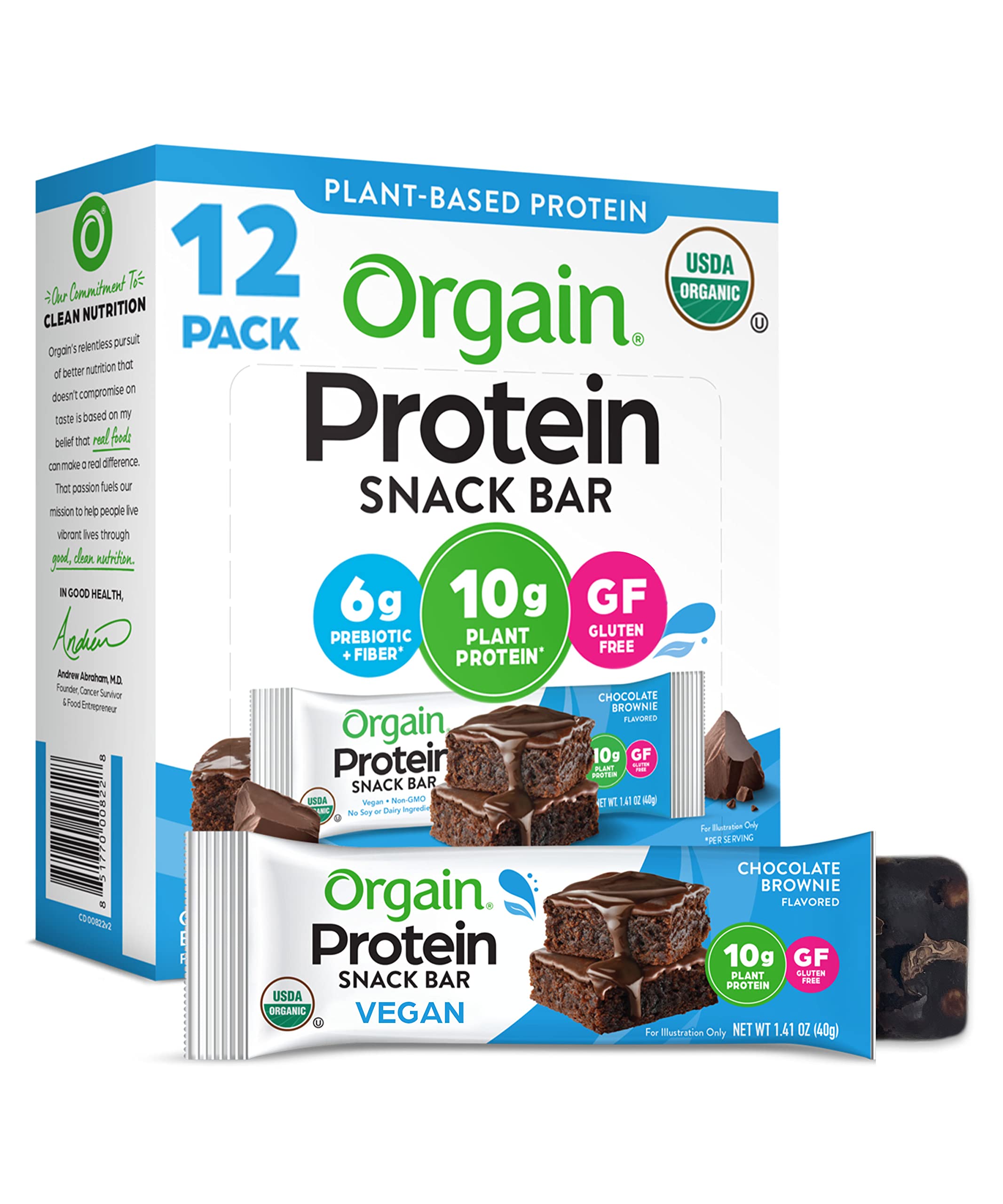Foto 1 | Barra Proteica Orgain Brownie de Chocolate Vegano Orgánico 12 Unidades - Venta Internacional