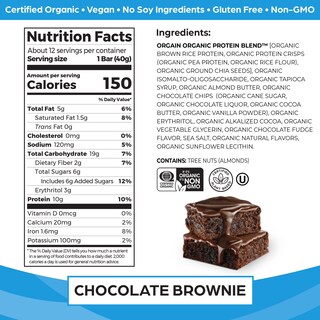 Foto 2 | Barra Proteica Orgain Brownie de Chocolate Vegano Orgánico 12 Unidades - Venta Internacional