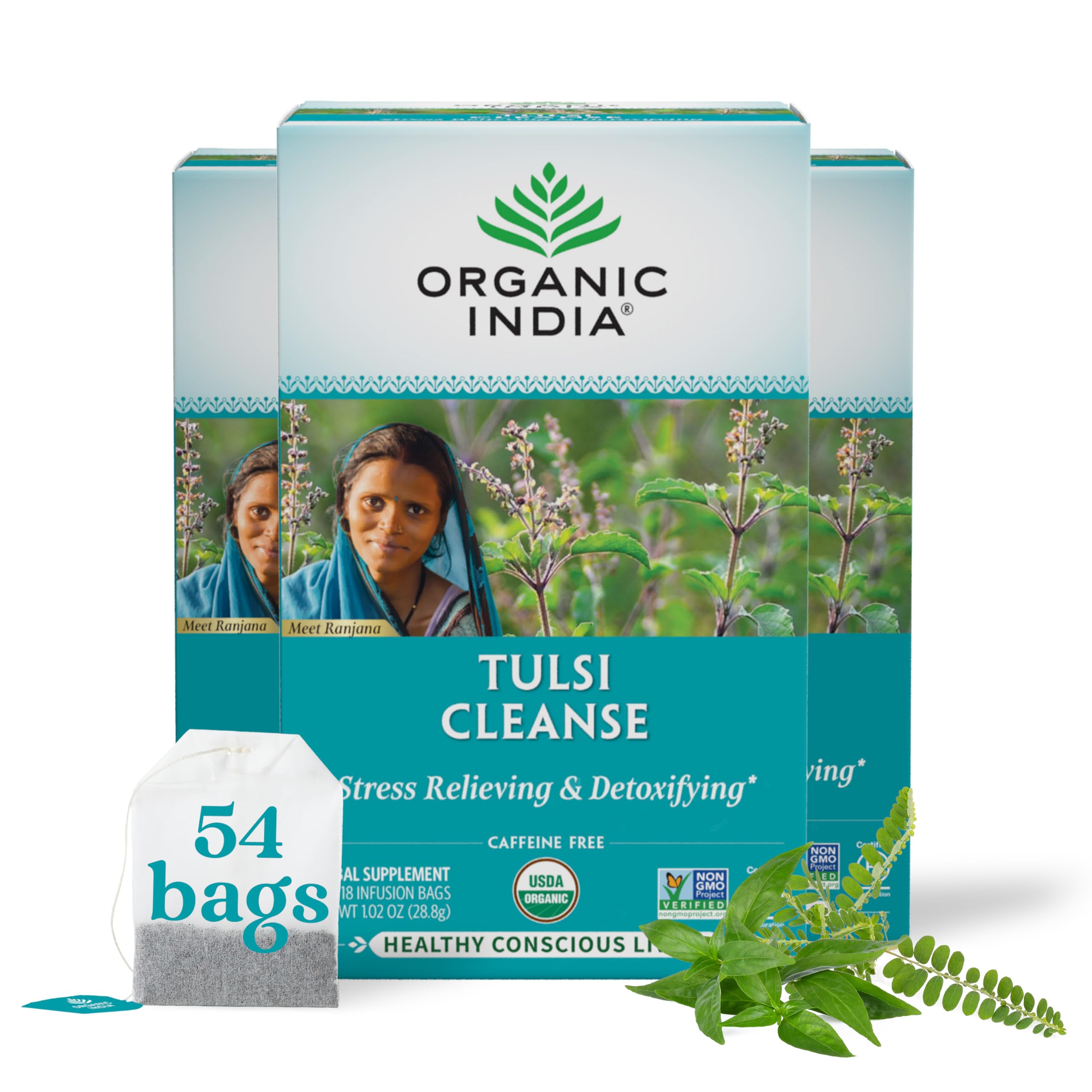 Foto 1 | Tea Organic India Tulsi Cleanse, Albahaca Sagrada, Jengibre Y Cúrcuma - Venta Internacional.