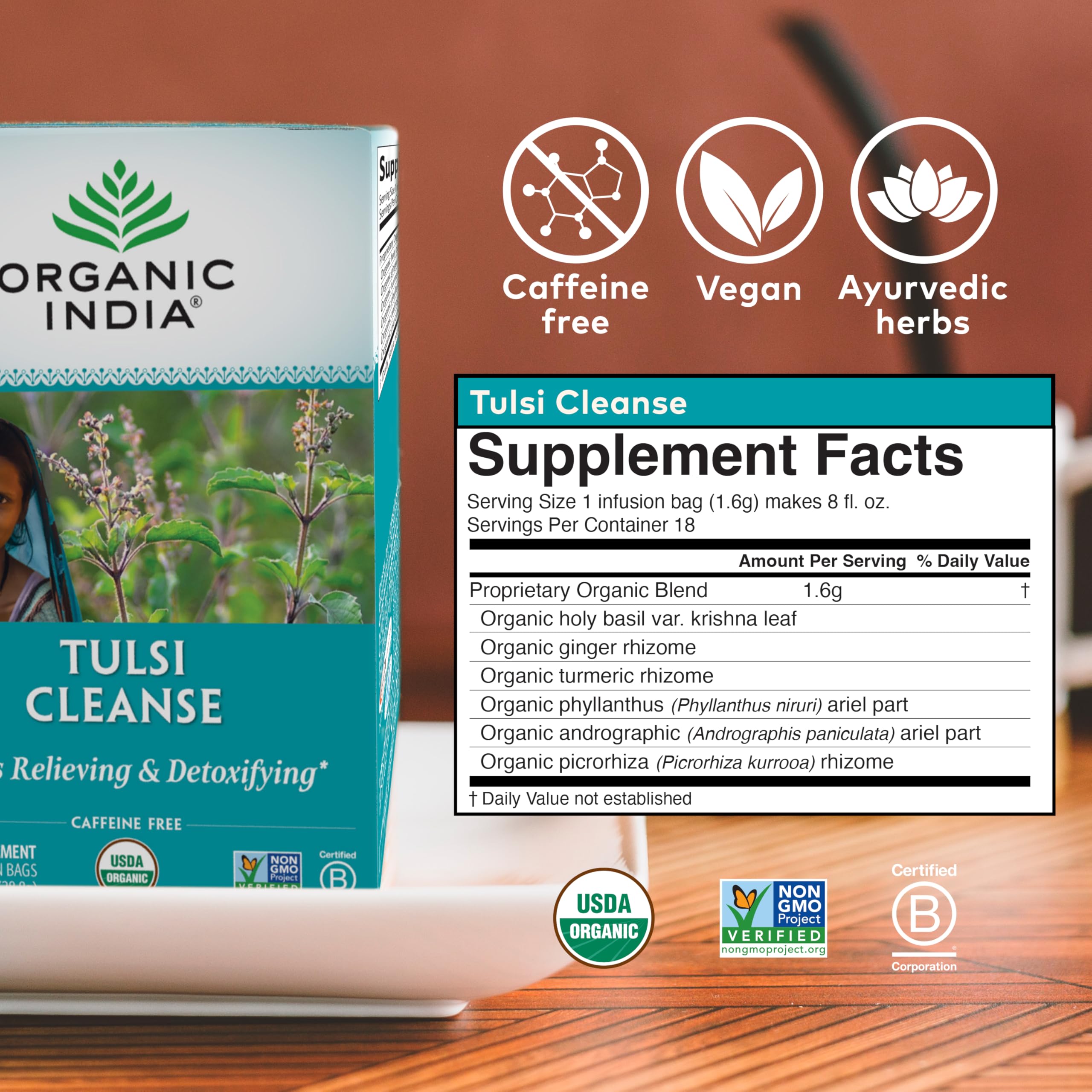 Foto 2 | Tea Organic India Tulsi Cleanse, Albahaca Sagrada, Jengibre Y Cúrcuma - Venta Internacional.