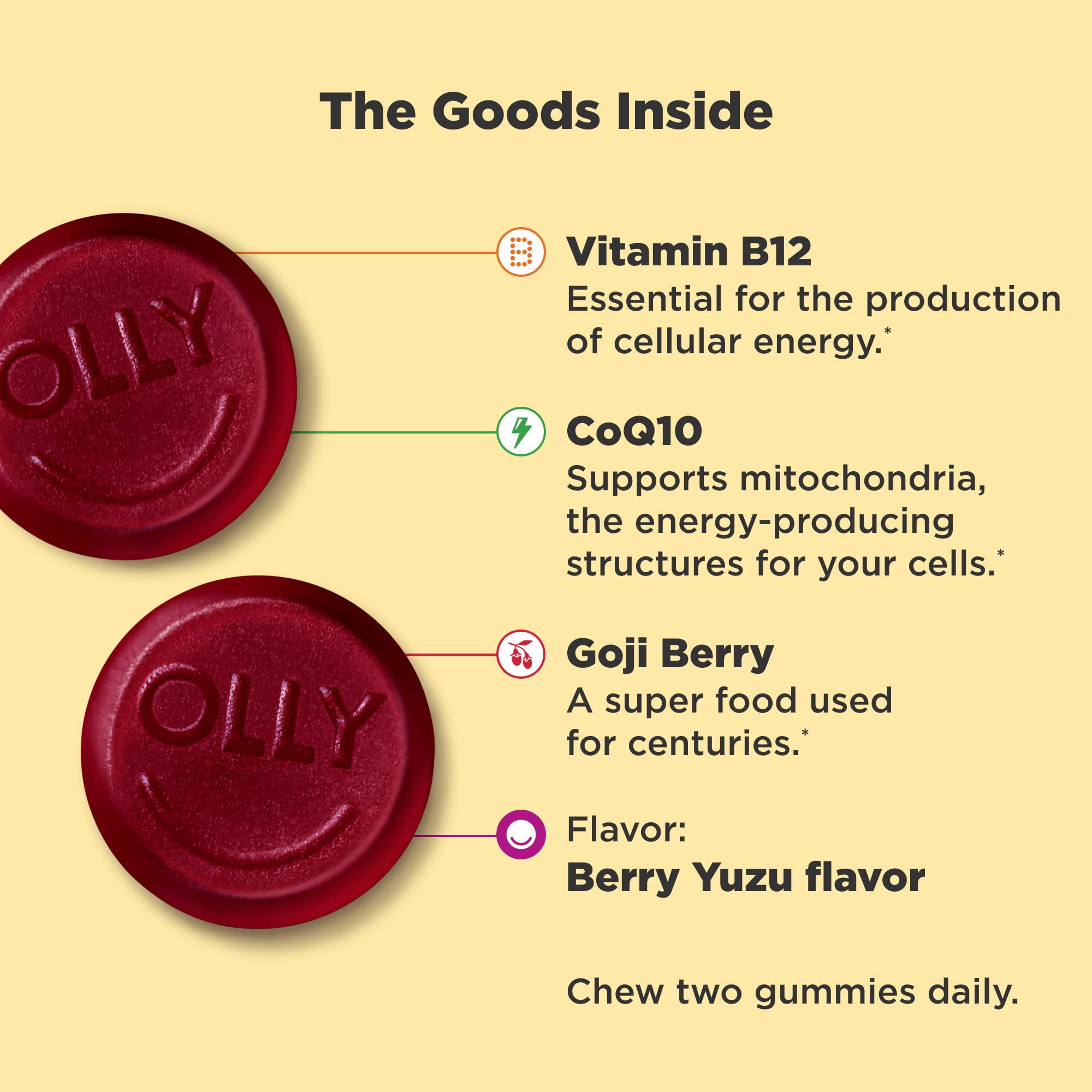 Foto 2 | Suplemento Olly Extra Strength Daily Energy Gommy, 60 Unidades - Venta Internacional.