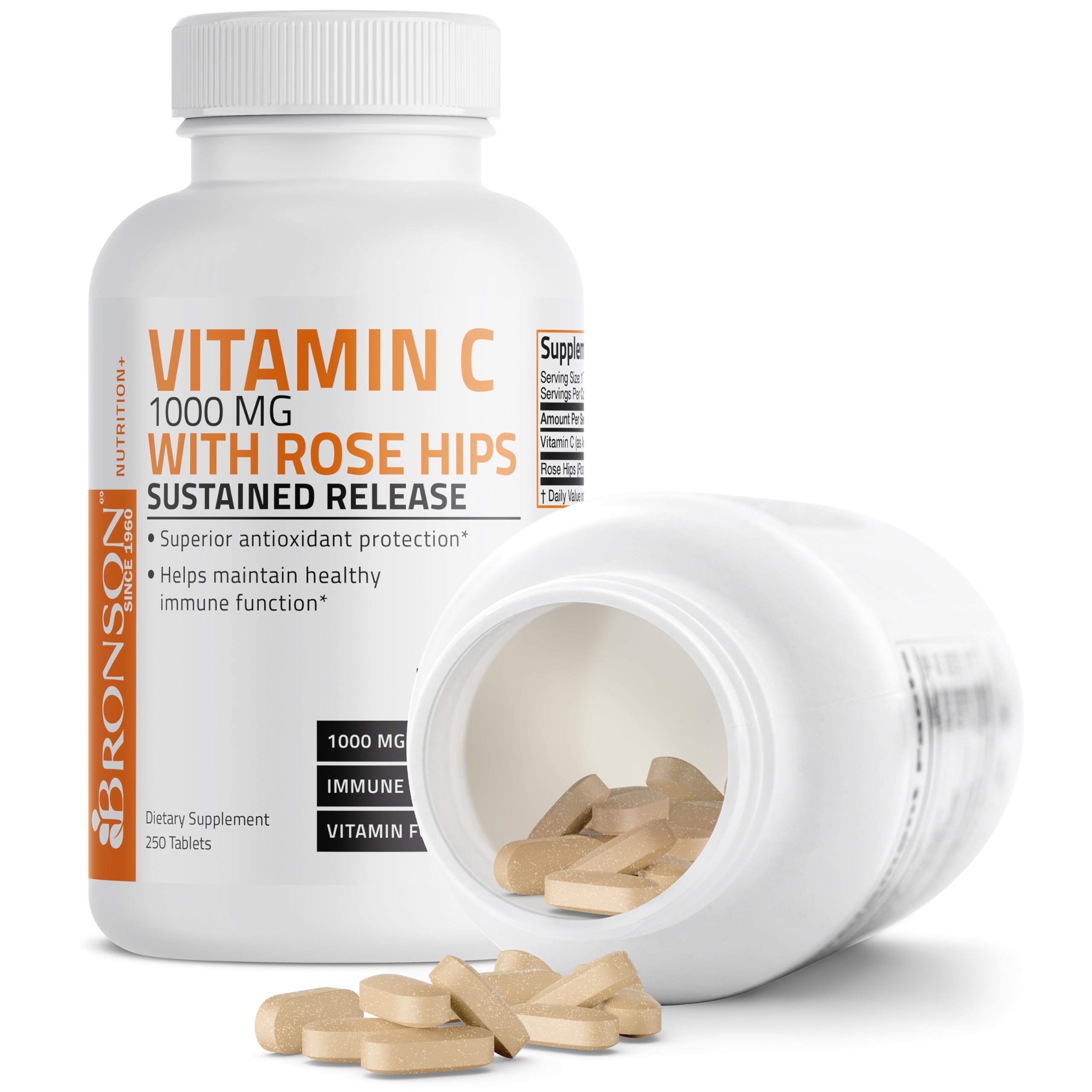 Foto 5 pulgar | Suplemento Bronson De Vitamina C De 1000 Mg Con Rosa Mosqueta, 250 Tabletas - Venta Internacional.